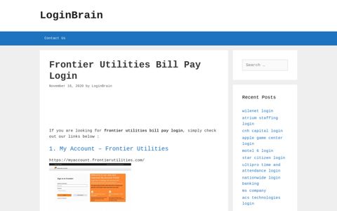 Frontier Utilities Bill Pay My Account - Frontier Utilities