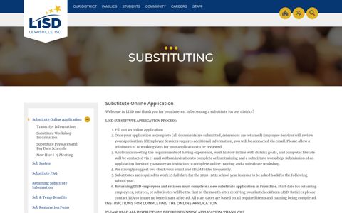 Substituting / Substitute Online Application - Lewisville ISD