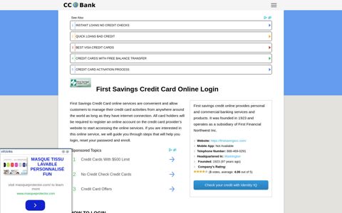 First Savings Credit Card Online Login - CC Bank