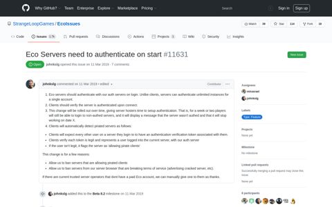 Eco Servers need to authenticate on start · Issue #11631 ...