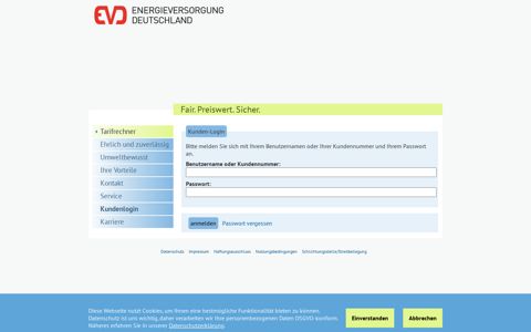 Kundenlogin | EVD Energieversorgung Deutschland
