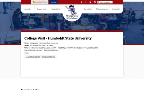 College Visit - Humboldt State University | Orange Glen High ...
