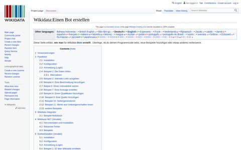 Wikidata:Einen Bot erstellen - Wikidata