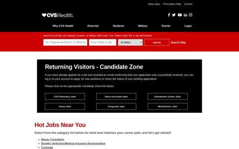 Returning Visitors & Hot Jobs - CVS Health Jobs