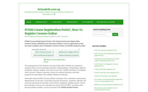 FUNAI Course Registration Portal | How To Register Courses ...