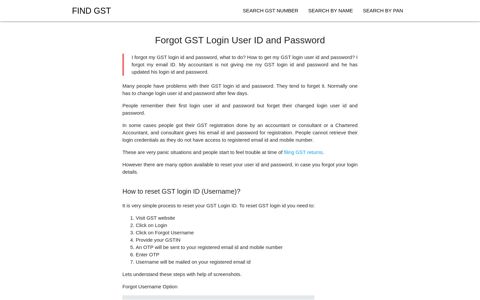 Forgot Gst Login User Id And Password - find GST