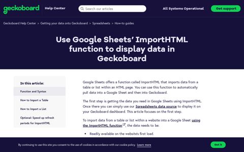 Use Google Sheets' ImportHTML function to display data in ...