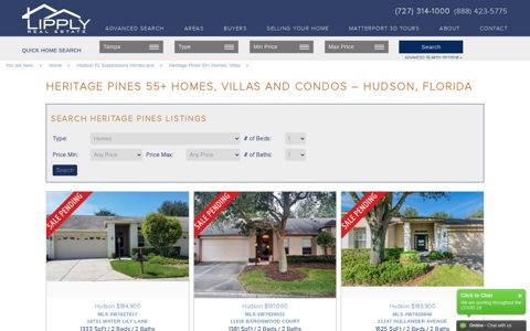 Heritage Pines 55+ Homes and Villas for Sale Hudson, FL