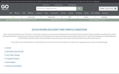 Discount Card Terms & Conditions - GO Outdoors