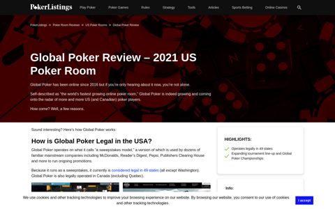 Our Global Poker Review – Real Money Poker for US players