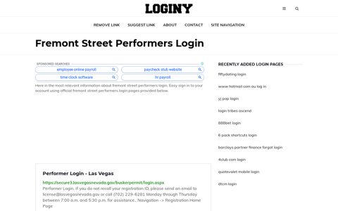Fremont Street Performers Login ✔️ One Click Login - Loginy