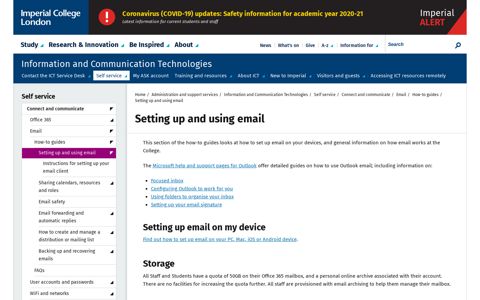 Setting up and using email - Imperial College London