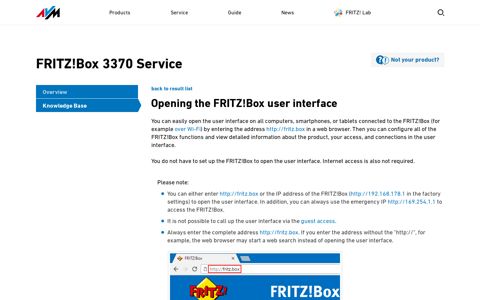 Opening the FRITZ!Box user interface | FRITZ!Box 3370 | AVM ...