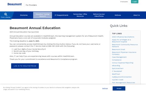 Annual Education/HealthStream | Beaumont Providers