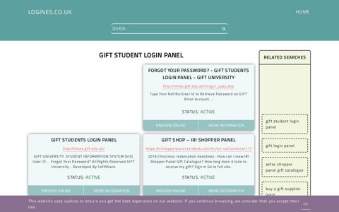 gift student login panel - General Information about Login