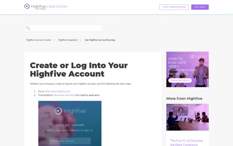Create or Log Into Your Highfive Account – Highfive Success ...