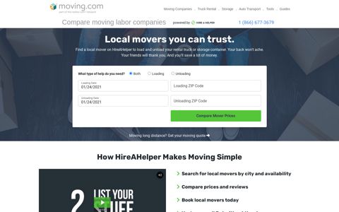 Moving.com Labor Marketplace powered by HireAHelper ...