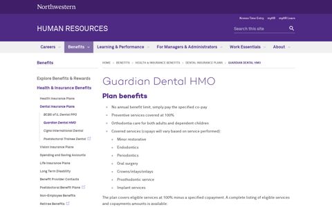 Guardian Dental HMO: Human Resources - Northwestern ...