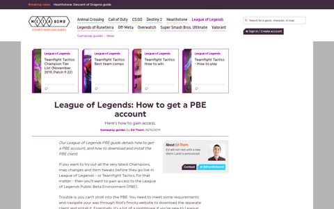 League of Legends: How to get a PBE account - Metabomb