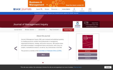 Journal of Management Inquiry: SAGE Journals