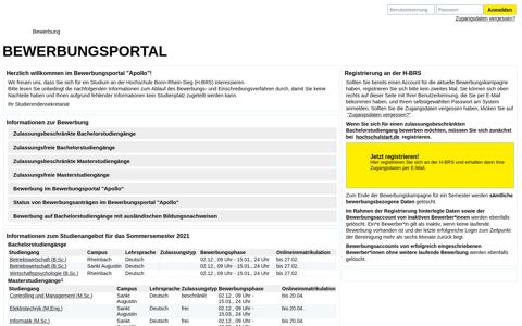 Bewerbungsportal - Hochschule Bonn-Rhein-Sieg