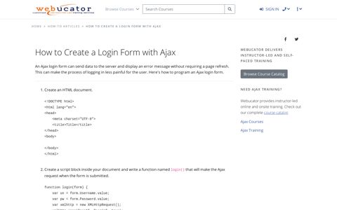 How to Create a Login Form with Ajax | Webucator