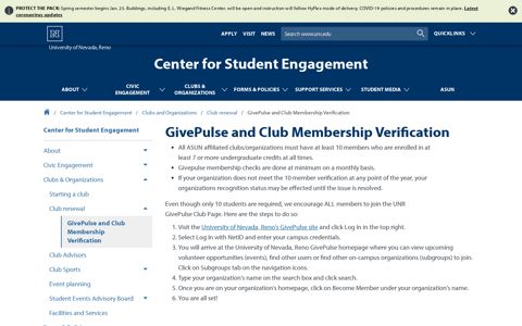 GivePulse and Club Membership Verification | Center for ...
