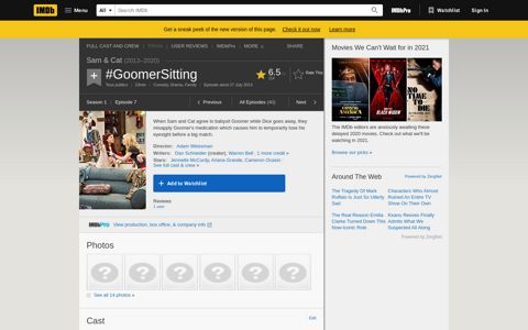 "Sam & Cat" #GoomerSitting (TV Episode 2013) - IMDb
