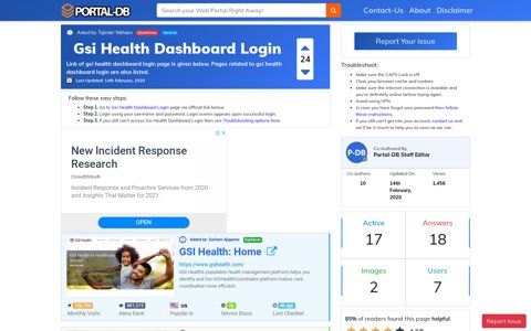 Gsi Health Dashboard Login - Portal-DB.live