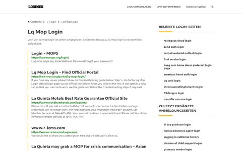 Lq Mop Login | Allgemeine Informationen zur Anmeldung - Logines.de