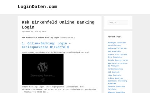 Ksk Birkenfeld Online Banking Login - LoginDaten.com