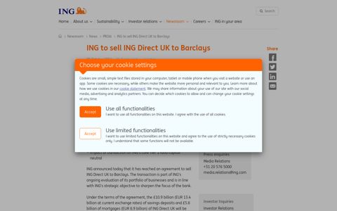 ING to sell ING Direct UK to Barclays | ING
