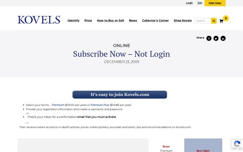 Subscribe Now - Not Login – Kovels