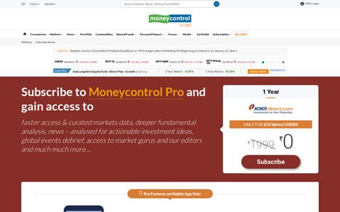 ICICI Direct Offer Subscribe Moneycontrol Pro | Best Trading ...