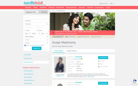Gurjar Matrimony & Matrimonial Site - Marathishaadi.com