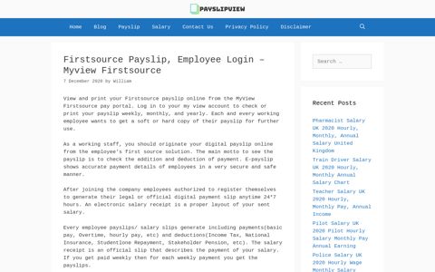 Firstsource Payslip, Employee Login - Myview Firstsource