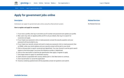 Apply for government jobs online - Service Details - Gauteng ...