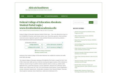 Federal College of Education Abeokuta Student Portal Login ...