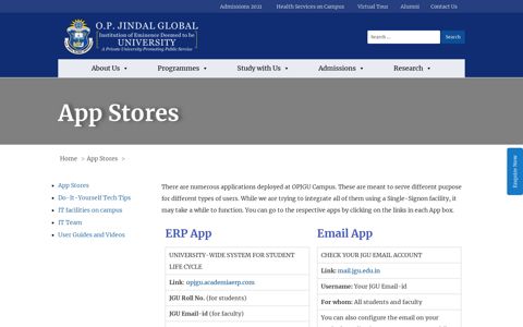 App Stores | - O.P. Jindal Global University