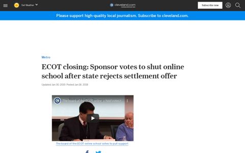 ECOT closing: Sponsor votes to shut online school after state ...