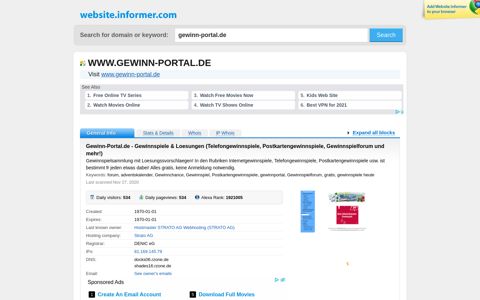 Gewinn-Portal.de - Website Informer - Informer Technologies ...