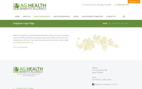 Employer Login Page – Ag Health Benefits Alliance