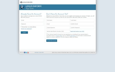 Already Have An Account? - Lexus Enform® App Suite