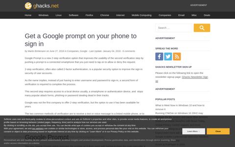 Get a Google prompt on your phone to sign in - gHacks Tech ...