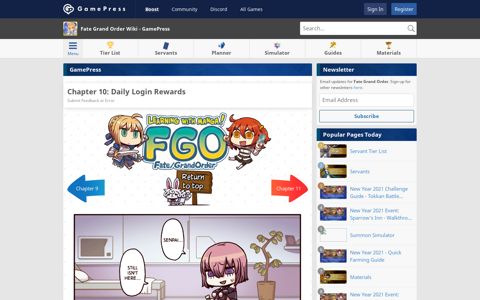 Chapter 10: Daily Login Rewards | Fate Grand Order Wiki ...