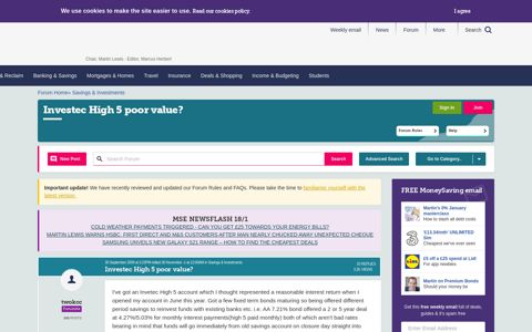 Investec High 5 poor value? — MoneySavingExpert Forum