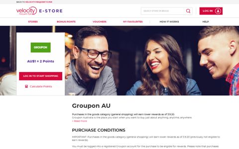 Groupon AU - earn points with ... - eStore Velocity Frequent Flyer