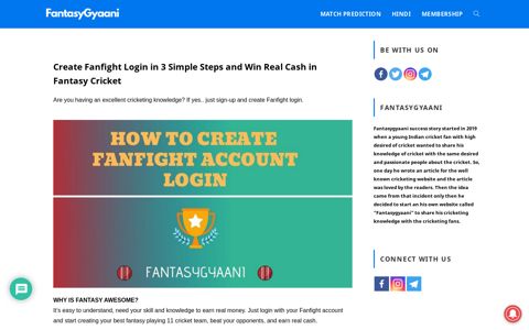 3 Simple Steps to Create Fanfight Login and Win Real Cash in ...