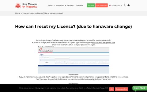 How can I reset my License? (due to hardware change)