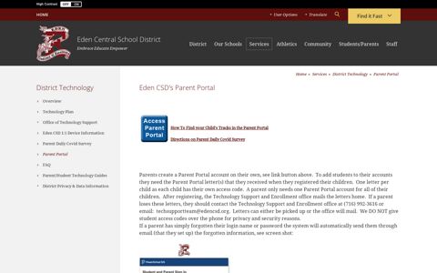 District Technology / Parent Portal - Eden Central School District